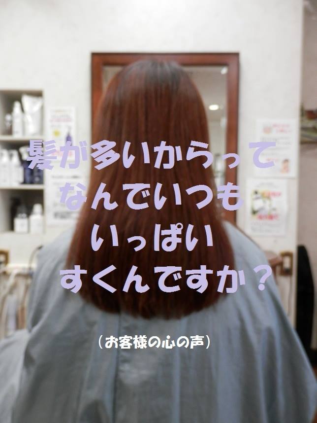 お客様の心の声「髪が多いからってなんでいつもいっぱいすくんですか？」