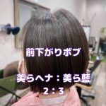 ＃ご新規様　＃美らヘナ　＃美ら藍　＃四分六　＃4：6　＃前下がりボブ　＃シャンプー直後　＃発色前